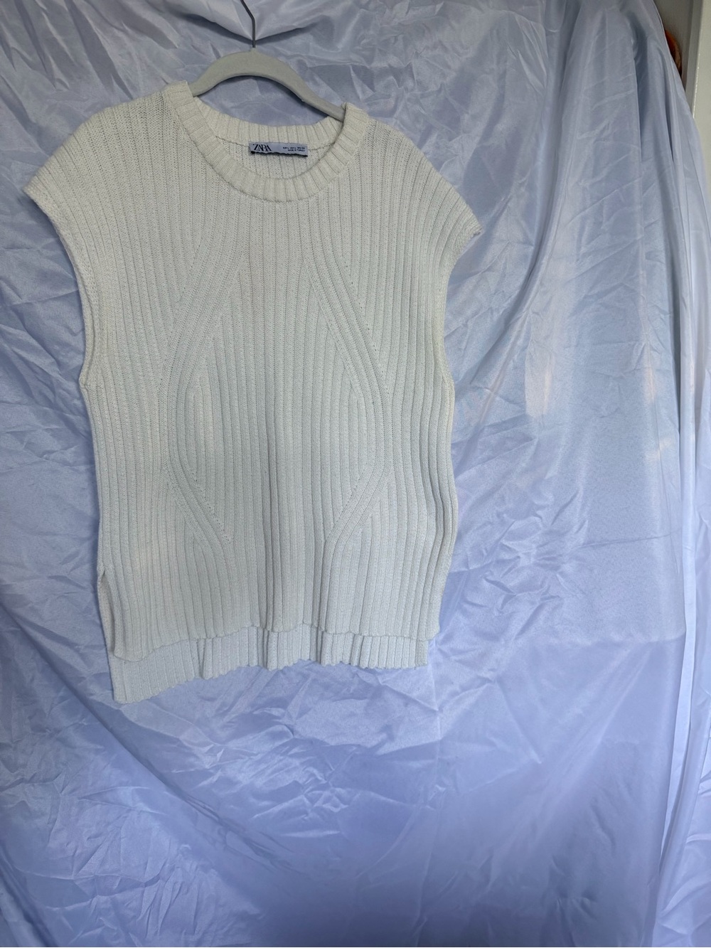 ZARA Ivory Ribbed Crewneck Sweater Tank